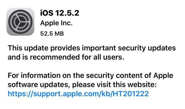 环江苹果手机维修分享iOS12.5.2发布，建议所有老苹果用户安装 